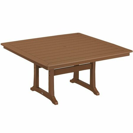 POLYWOOD Nautical Trestle 59'' Teak Dining Height Table 633PL85T2L1T